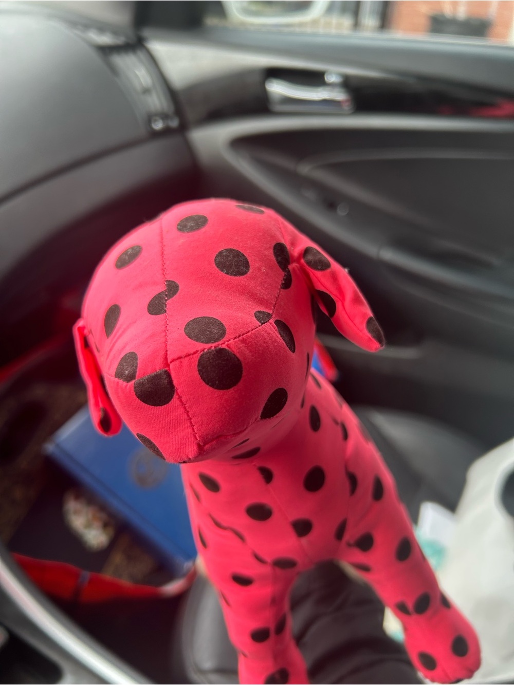PINK Victoria's Secret Hot Pink Dog Plush with Black Polka Dots